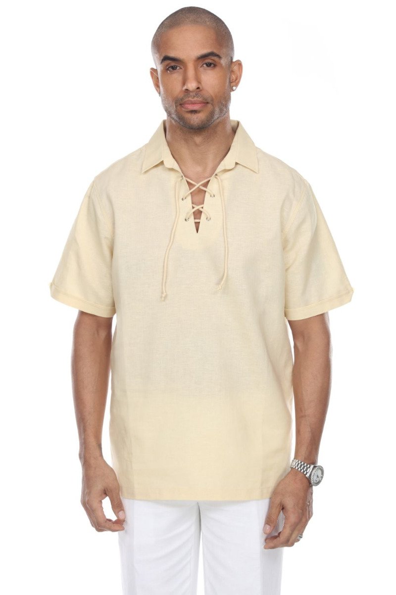 men's short sleeve lace shirt