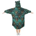 thumbnail image 2 of FORMRS Wearable Blanket Hoodie with Sleeves for Kids Cozy Flannel Sweatshirt, Green Art Abstract Pattern, 2 of 7