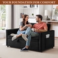 thumbnail image 6 of FFH 65" Futon Sofa Bed with Storage, 3-in-1 Chenille Sleeper Couch with Pull Out Bed, Adjustable Backrest, USB Ports, Table Board for Living Room, Dark Gray, 6 of 8