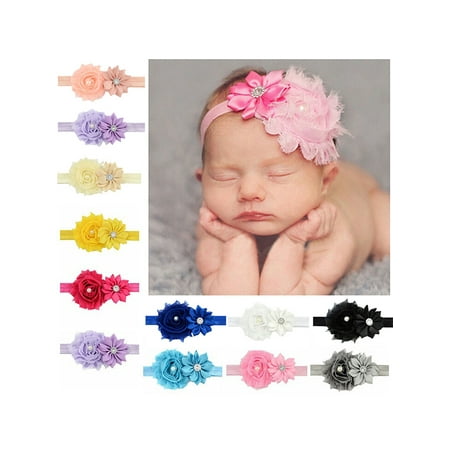 Headband for Baby Girl, Coxeer Cute 12 Pieces Hair Bows Clips Flower Ribbon Hair Accessories For