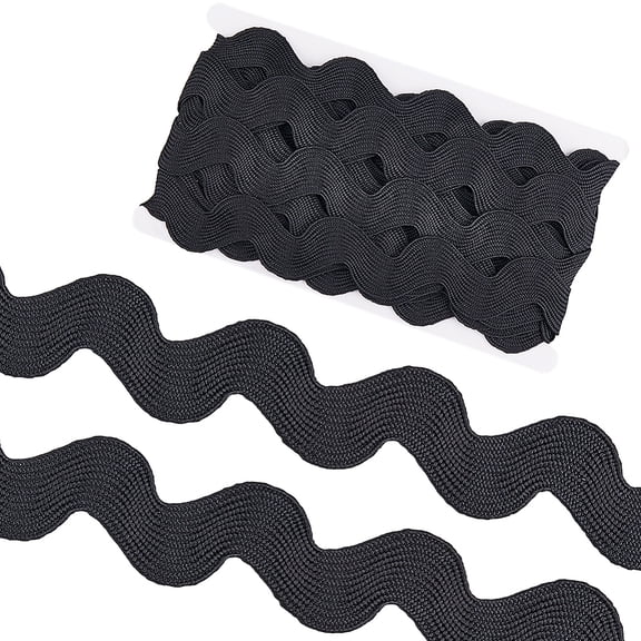 1.58 Inch/40mm Rick Rack 10 Yards Black Jumbo RIC Rac Trim for Sewing Christmas RIC Rac Rickrack Zig Zag Wave Bending Fringe Lace Trim Woven