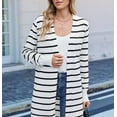 thumbnail image 4 of Women Light Cardigan Sweaters Cardigan Loose Casual Long Sleeve Open Front Breathable Black & White M, 4 of 8
