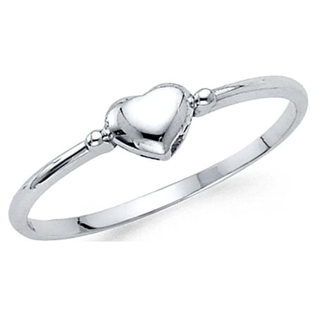 Bubble Heart Ring Solid 14k White Gold Love Band Delicate Fancy Style Polished Two Tone 5MM