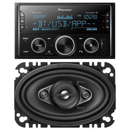 Pioneer MVH-S620BS Double-Din in-Dash Digital Media Receiver with Bluetooth and SiriusXM Ready and TS-A4670F A-Series Coaxial Speaker System (4 Way  4  x 6 )