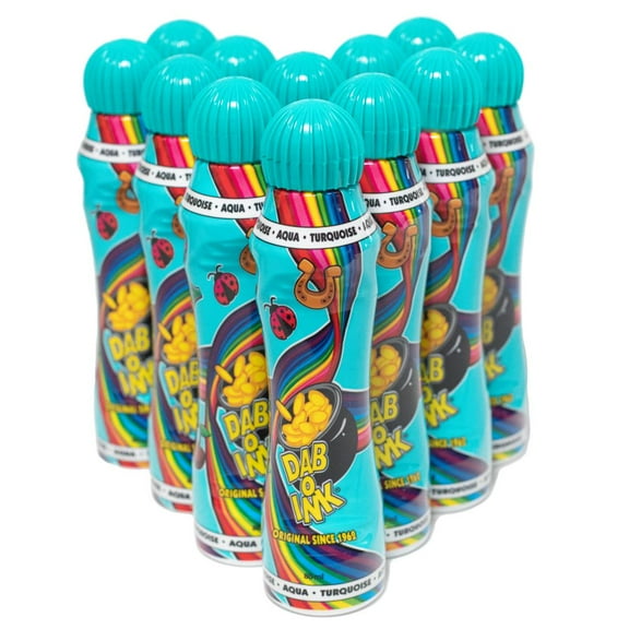 Dab-O-Ink Bingo Daubers - 12 Pack - Aqua - 4 ounce size - Bingo Ink Markers