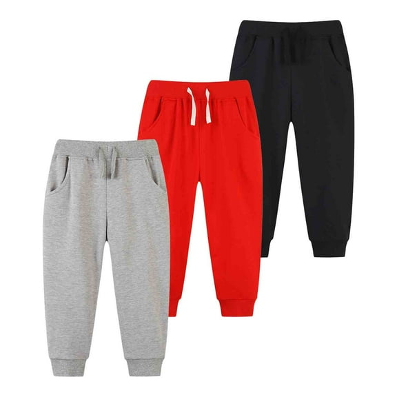 3 Pack Toddler Boys Sweatpants Cotton Joggers Pants with Pocket and Drawstring