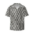 thumbnail image 4 of Uemuo Black White Stripes Pattern Cotton Linen Short Sleeve Shirts,Casual Lightweight Button Down Shirts,Vacation Beach Summer Tops-3X-Large, 4 of 7