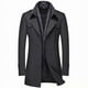 thumbnail image 1 of Abrigo de mezcla de lana para hombre con bufanda desmontable o cuello interior, abrigo de botonadura sencilla, gabardina cálida de invierno, 1 of 5