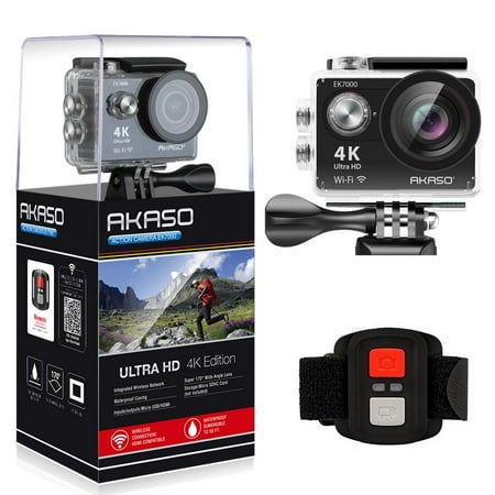 AKASO 4K WIFI Sports Action Camera Ultra HD Waterproof DV Camcorder 12MP 170 Degree Wide Angle, Black (Best Professional Hd Camcorder)