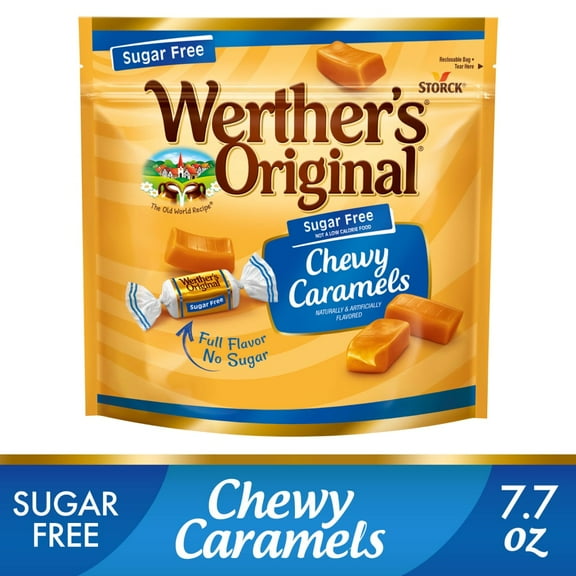 Pack of 4 Werther's Original Chewy Sugar Free Caramel Candy, 7.7 oz (packaging may vary)
