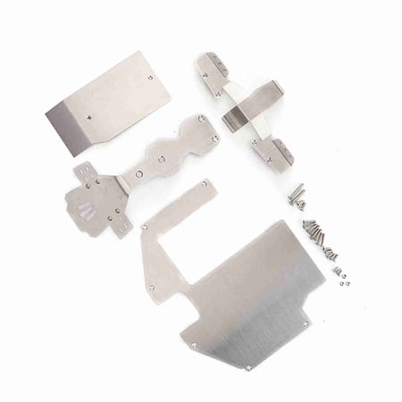 M Buder Stainless Steel RC Car Body Armor Front Chassis Rear Protection Set Upgrade Parts, Heavy Duty Metal Undercarriage Shield for 1/7 Scale Desert Racer Vehicles, 4 Pieces