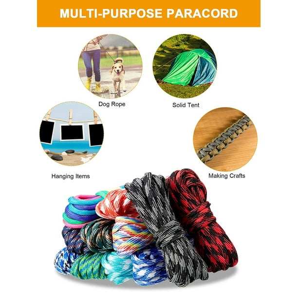 24 Pieces 10 FT 550 Paracord Cord Multifunction Paracord Cord Ropes  Paracord Bracelet Crafting Rope for Lanyards Keychain Dog Collar Woven  Manual Braiding DIY Supplies, 24 Colors 
