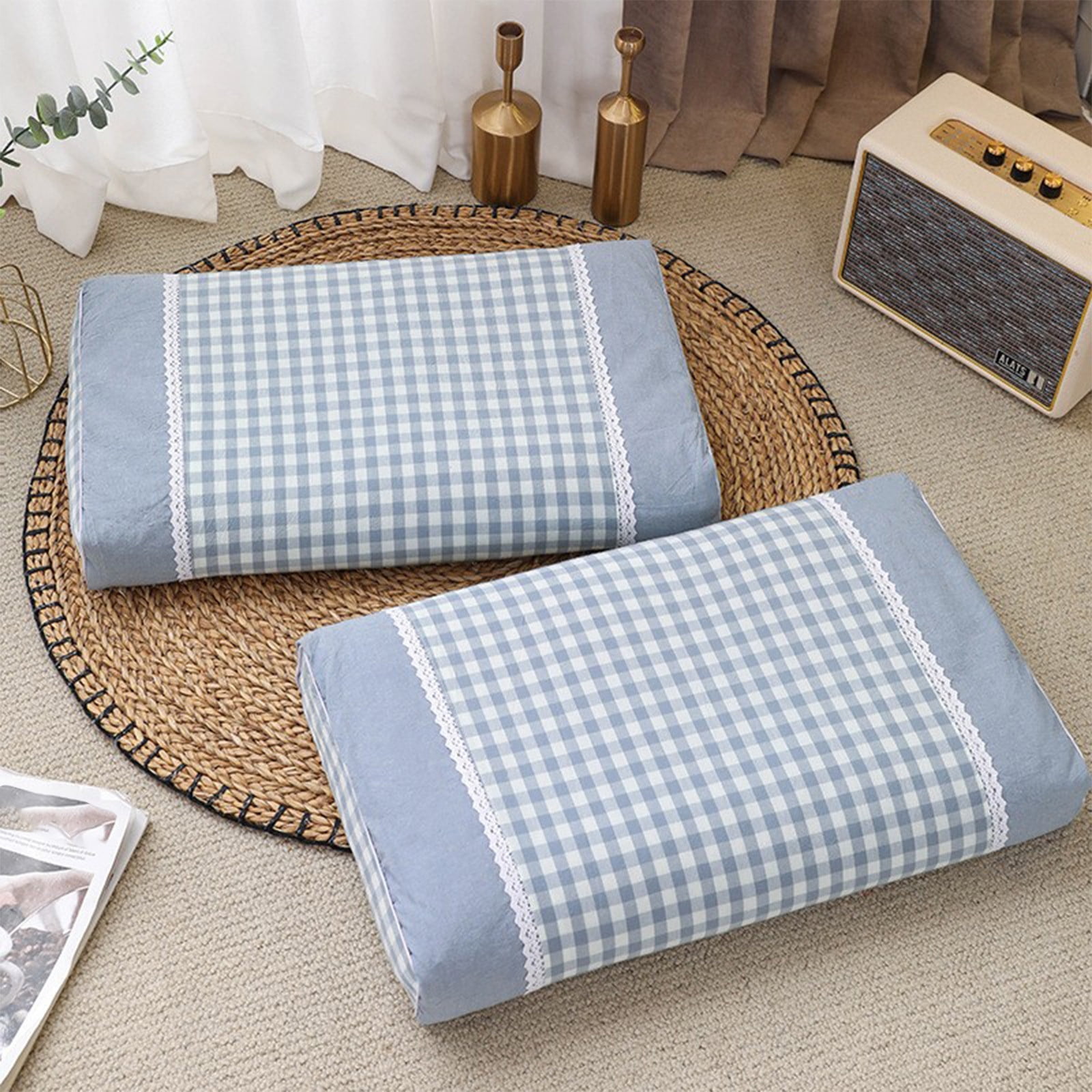 Nkmbld Cooling Pillow Hotel Quality Fluffy Bed Pillow Adult Cervical Pillow Whole Buckwheat Pillow, Standard/Queen, Blue