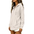 thumbnail image 5 of Women Waffle Knit Quarter Zip Hoodie Sevevn Drawstring Kangaroo Pocket Long Sleeve Loose Fit Casual Oversized Pullover Sweatshirt, 5 of 6