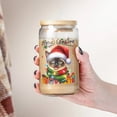 thumbnail image 4 of Merry Christmas Santa Siamese Scarf Twinkling Lights Xmas Holiday 16oz Glass Cup Mug Cat Lover Kitten Owner Gifts Glass Can with Bamboo Lid and Straw - 00022, 4 of 5