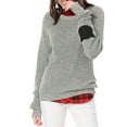 thumbnail image 1 of Unique Bargains Junior's Pullover Drop Shoulder Elbow Cat Patch Loose Sweater Pullover, 1 of 6