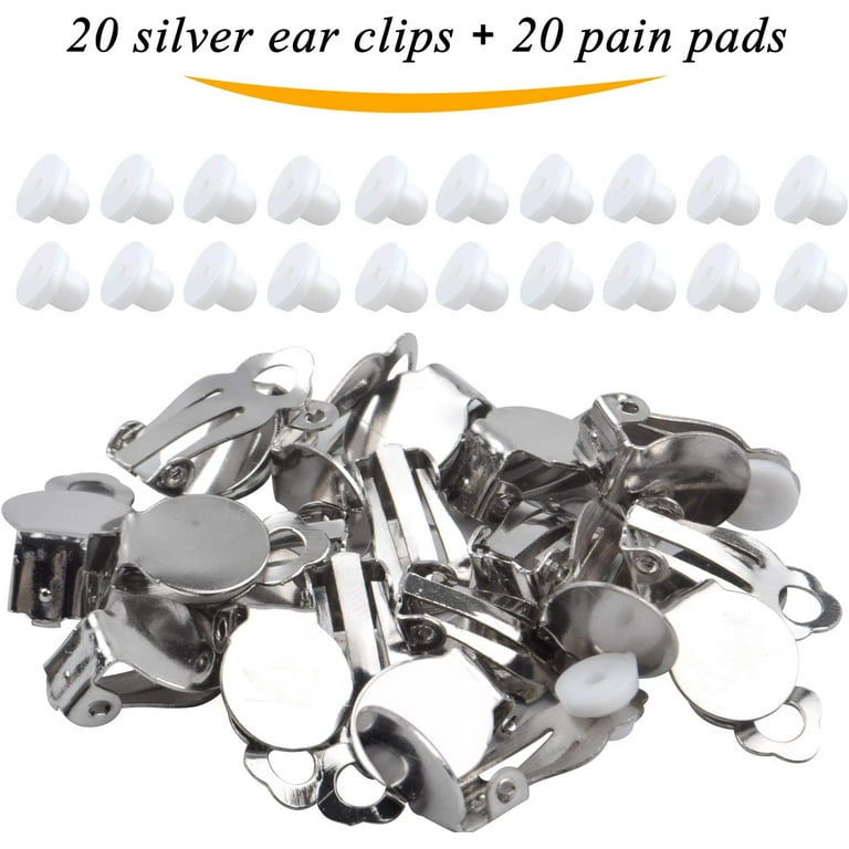 Clip-on Earring Findings, 20pcs (10 Pairs) Round Flat Tray Earring