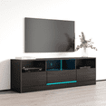 thumbnail image 2 of Disparo 06 TV Stand for TVs up to 70", Modern High Gloss 63" Entertainment Center, TV Media Console with Storage Cabinets and LED Lights, 2 of 4