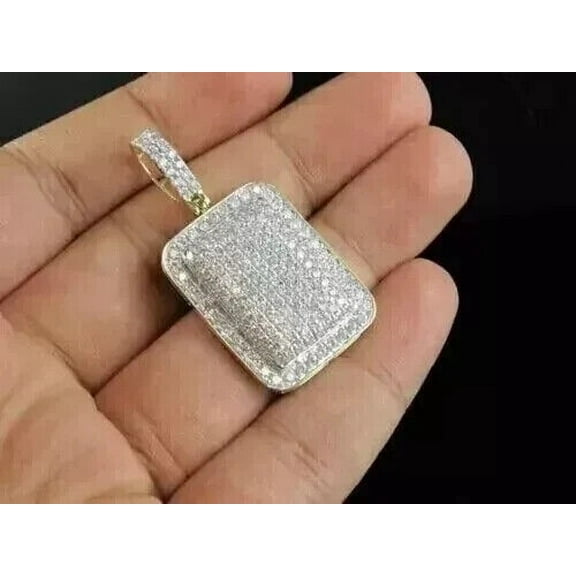 3Ct Round Cut Real Moissanite "B" Initial Letter Pendant 14K Yellow Gold Plated