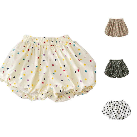 JCCXIN Toddler Kid Girls Puff Shorts Polka Dot Floral Print Elastic Waist Outdoor Daily Playwear Summer Casual Lovely Party Bottoms,Pink,18-24 Months