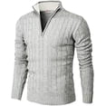 thumbnail image 1 of Suéter tipo polo de manga larga con cremallera de punto y corte ajustado informal para primavera, otoño e invierno para hombre, 1 of 6