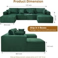 thumbnail image 2 of Modular U-Shaped Cloud Couch with Chaise - Corduroy Sectional Sofa, No Assembly Required, Green, 2 of 5