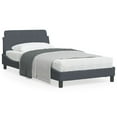 thumbnail image 1 of vidaXL Bed Frame with Headboard Dark Grey 100x203 cm Velvet, 1 of 5