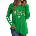thumbnail image 2 of Uootdi St. Patrick's Day Sweatshirt for Women Irish Shamrock Round Neck Pullover Long Sleeve Shirts Leaf Clover Raglan Tops Gift, 2 of 5