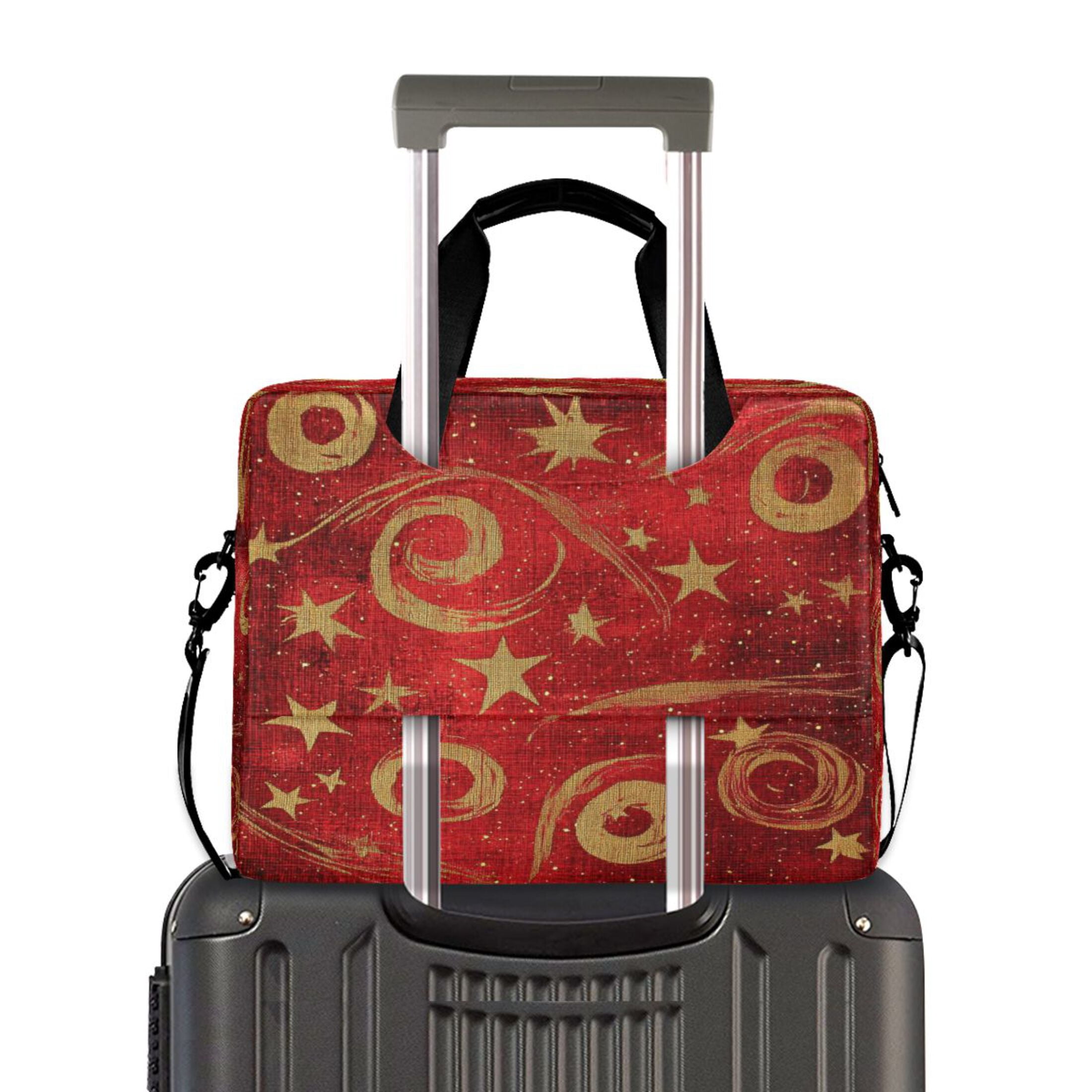 16" Laptop Tote Bag Laptop Sleeve Case Computer Briefcase for Work & Travel Red and Gold Star Swirls