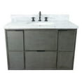 thumbnail image 6 of Bellaterra Home 37" Single wall mount vanity in Linen Gray finish top with White Carrara and oval sink, 6 of 14