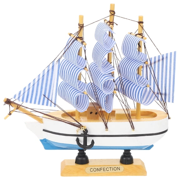 Voiceine Wooden Sailboat Model Miniature Sailer Decorative Tabletop Beach Ship Ornament Nautical Home Decor Gift for Valentines Day Mothers Day Whit e