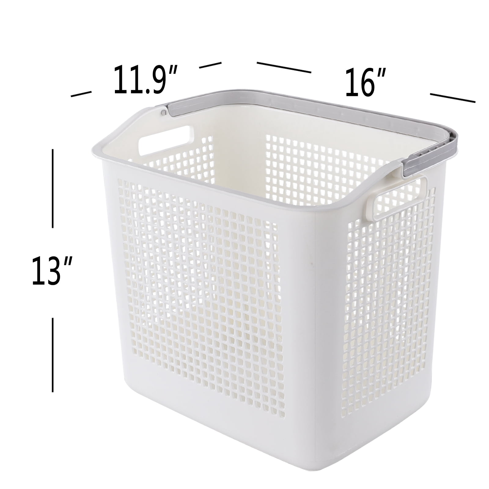 Minekkyes Set of 4 Large Hampers for Laundry with Handles, Plastic Laundry Baskets Bin, Dirty Clothes Storage Bin, White