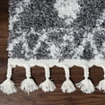 thumbnail image 3 of Boho Tribal Geometric Shag Indoor Tassel Area Rug, Cream/Black, 5' x 8', 3 of 8