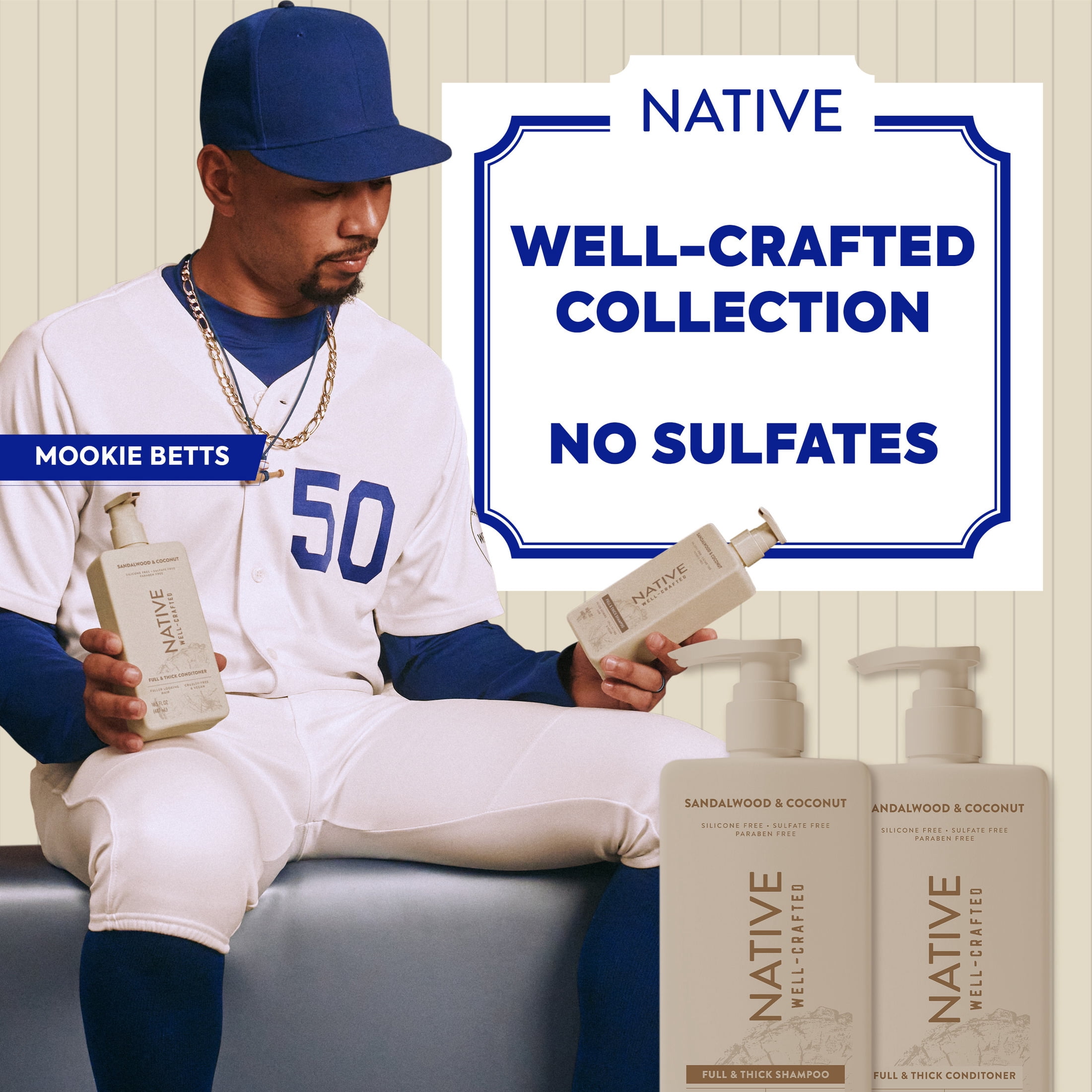 Native Full & Thick Men's Shampoo, Silicone and Sulfate Free, Sandalwood & Coconut, 16.5 fl oz