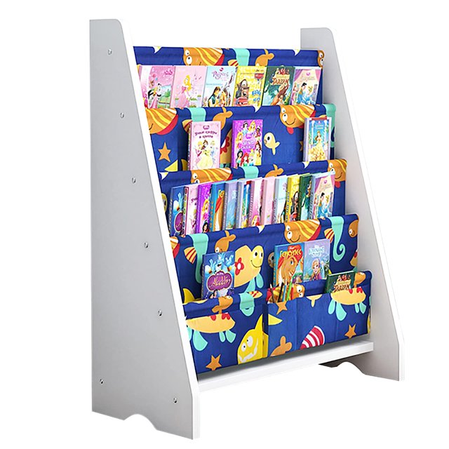 LANKUO Kids Book Rack Storage Bookshelf Toy Sling Book Rack White/Green/Light Blue