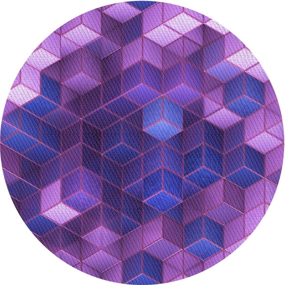 Ahgly Company Machine Washable Indoor Round Transitional Purple Area Rugs, 4' Round