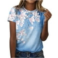 thumbnail image 2 of Tejiojio Tops for Women, Clearance Summer Women's Casual Loose Floral Print Crewneck Printed Short Sleeve T-Shirt Tops, 2 of 8