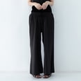 thumbnail image 3 of REALiKUN Women's Cotton Linen Pants Lightweight Wide Leg Pants Casual Loose Drawstring High Waist Palazzo Pants, 3 of 4