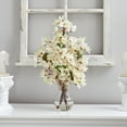 thumbnail image 3 of Nearly Natural 22in. Artificial Bougainvillea Arrangement with Fluted Glass Vase, White, 3 of 4