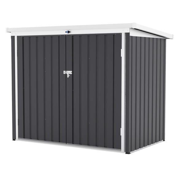 QinaQin Outdoor Storage Shed,Trash Can Storage Box with Lockable Door&Sloped Roof,Cabinet with Multi-Use Rust Prevention Galvanized Steel Enclosure,Dark Grey