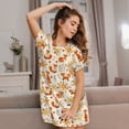 thumbnail image 3 of Sikiie Flower Fox Print Women's Short-sleeved Nightdress, Round Neck Pullover Nightdress Pajamas Summer Home Wear, 3 of 6