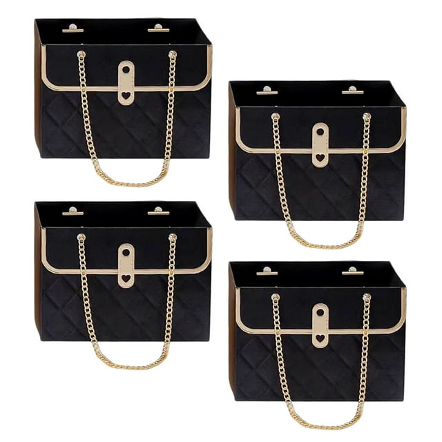 4 Piezas De Cajas De Ramo, Bolsa De Papel De Regalo Para Arreglos De Cumpleaños, Regalos, Color Negro SM SunniMix Caja de embalaje