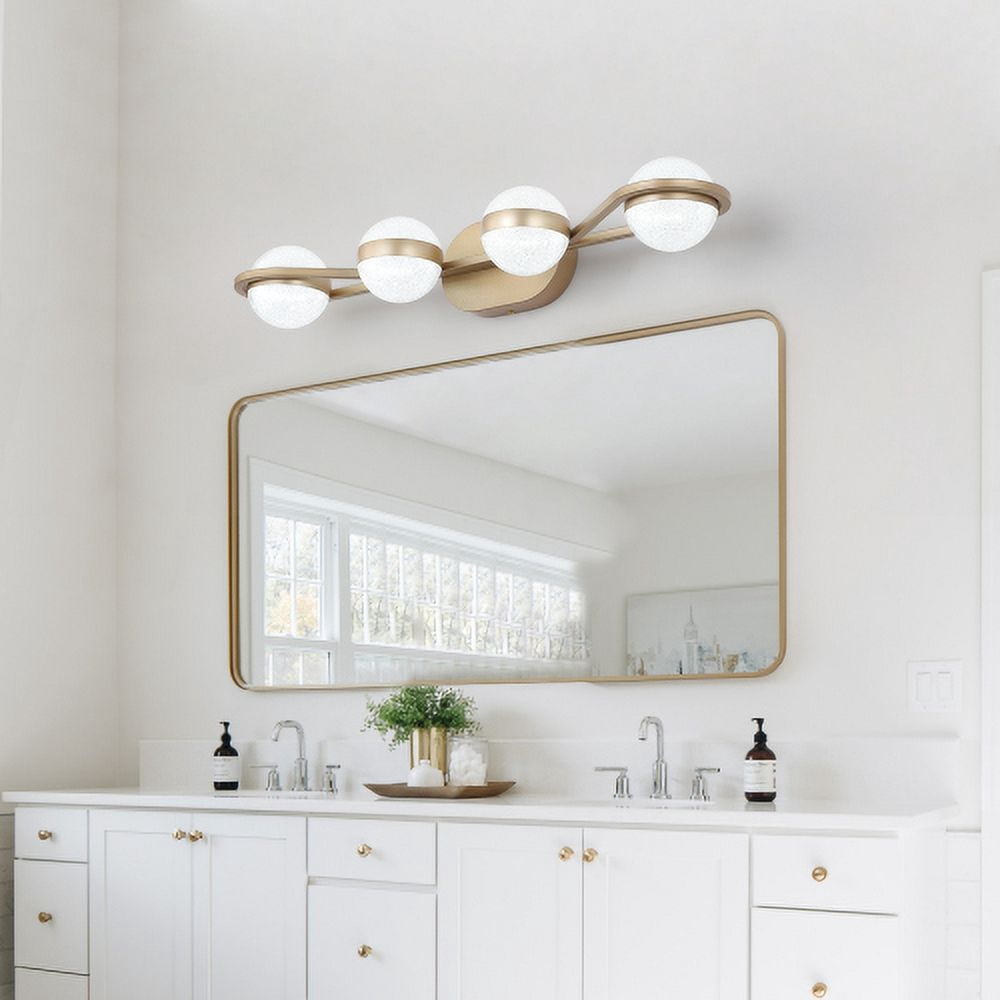 Hi-LIGHTS,4-Light Modern Minimalist Golden Bathroom Vanity Light With Acrylic Shades,Bathroom Mirror Lamp for Bathroom,Dressing Room,Bedroom,Living Room,Office,Restaurant,Bars(Brushed Gold)