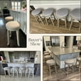 thumbnail image 3 of Dayalane Farmhouse 360° Swivel Bar Stools Set of 2, 25.6" Counter Height Round Linen Barstools with Wood Legs and Footrest, Backless Kitchen Island Chairs for Dining Room, Pub, Coffee Bar,Beige, 3 of 9