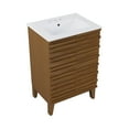 thumbnail image 4 of Cascade 24 in. Brown Oak Bathroom Vanity With White, 3-Hole Ceramic Sink Top, 4 of 8