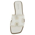 thumbnail image 5 of Soda Shoes Women Slip-On Sandals H-Band Flat Flip-Flops Slides Raffia Stitching Square Toe Finity-S White PU 6, 5 of 5
