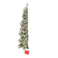 thumbnail image 5 of National Tree Company 5 ft. Pre-lit Feel Real® Artificial Snowberry Pine Half Christmas Tree, Green, Flocked, Red Berries, Cypress Tips, Pinecones, Red Chimney Base, 100 Clear Lights, 5 of 10