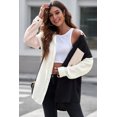 thumbnail image 1 of Women's Black Colorblock Crinkled Pocketed Shirt, 1 of 5