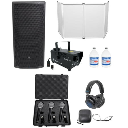 JBL Pro PRX835XW 15” 3-Way 1500w Active Speaker+Facade+Headphones+3) Mics+Fogger