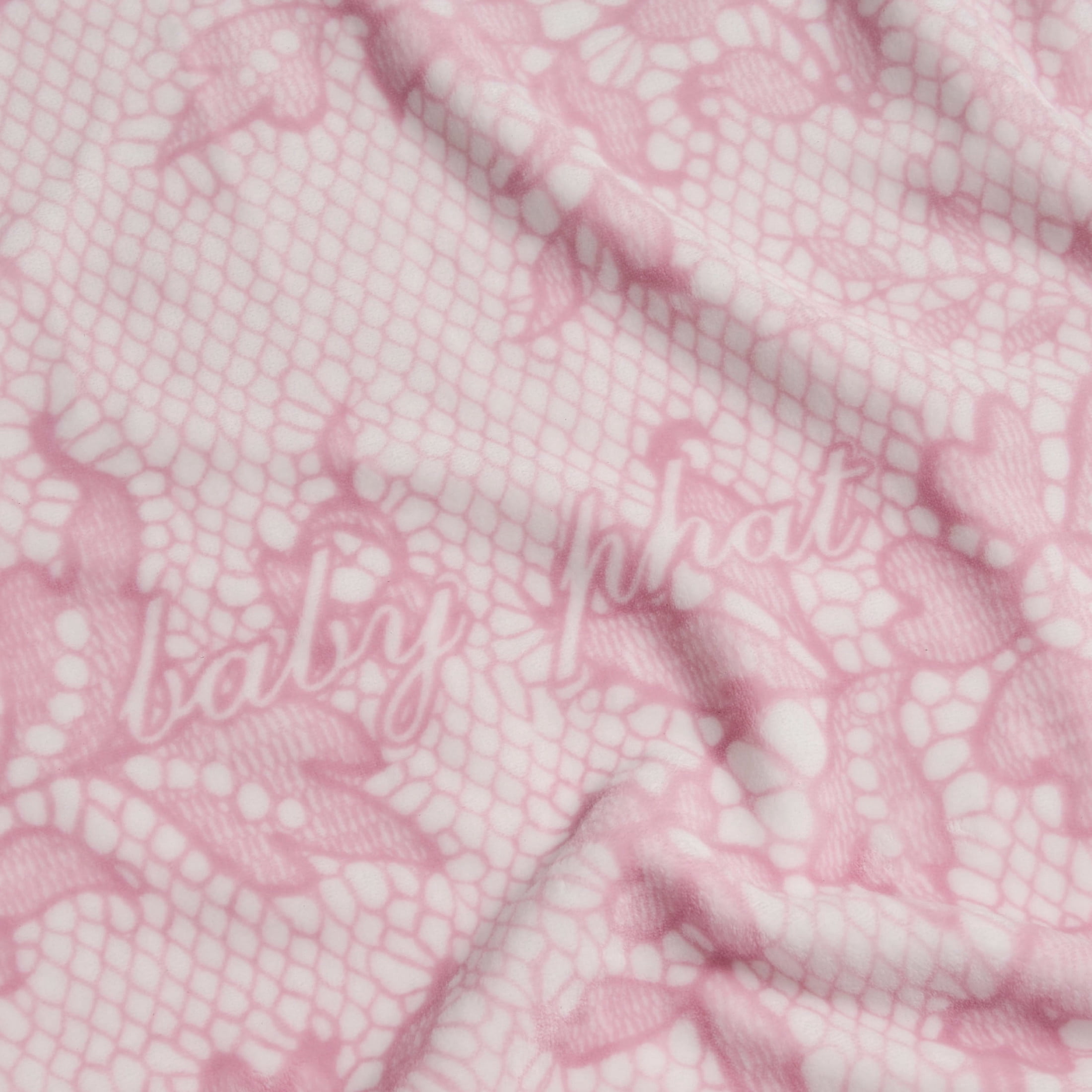 Baby Phat Oversized Plush Throw Blanket 60" x 70", Script Lace Pink